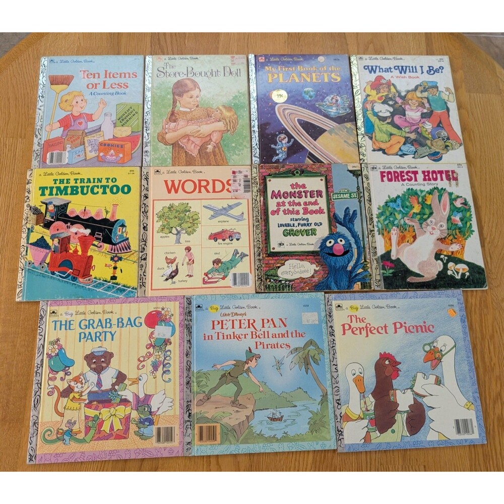 Little Golden Books (8) Big (3)  Vintage 80s Misc. Assorted Themes Lot Of 11